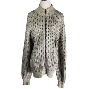 Northern Iles Vintage Cardigan Knit Bomber Sweater Jacket Unisex Wool Blend L